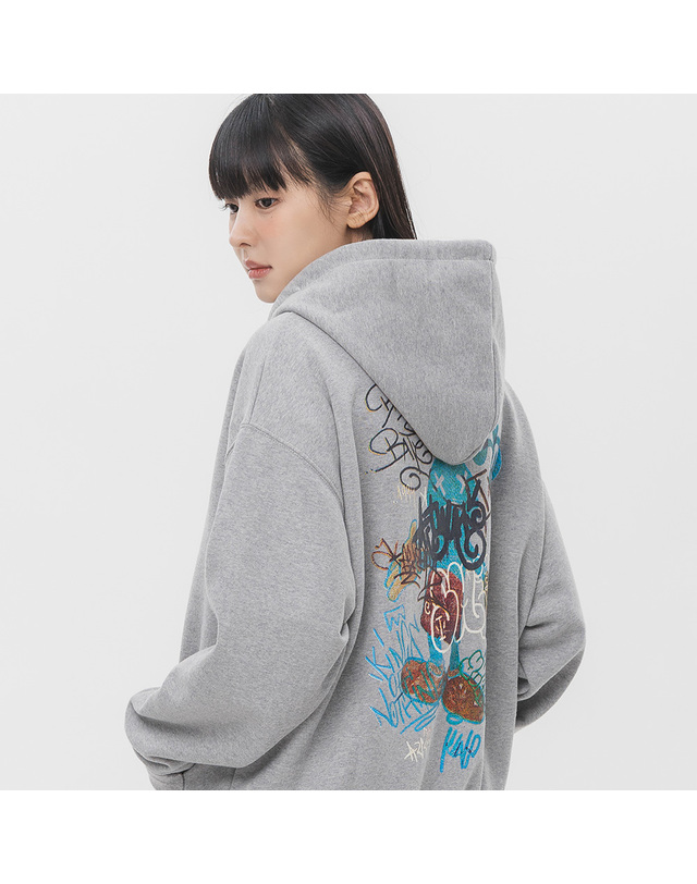 앨빈클로 앨빈클로 GRAFFITI 오버핏 후드티 AVH276 (2 COLOR) 착용컷