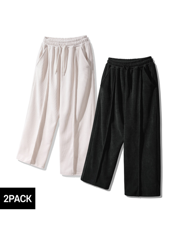 앨빈클로 [2PACK] 앨빈클로 코지 벨루어 핀턱 와이드 팬츠 2종 패키지 착용컷