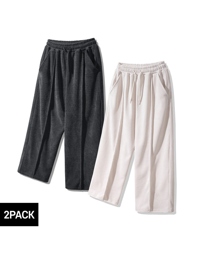 앨빈클로 [2PACK] 앨빈클로 코지 벨루어 핀턱 와이드 팬츠 2종 패키지 착용컷