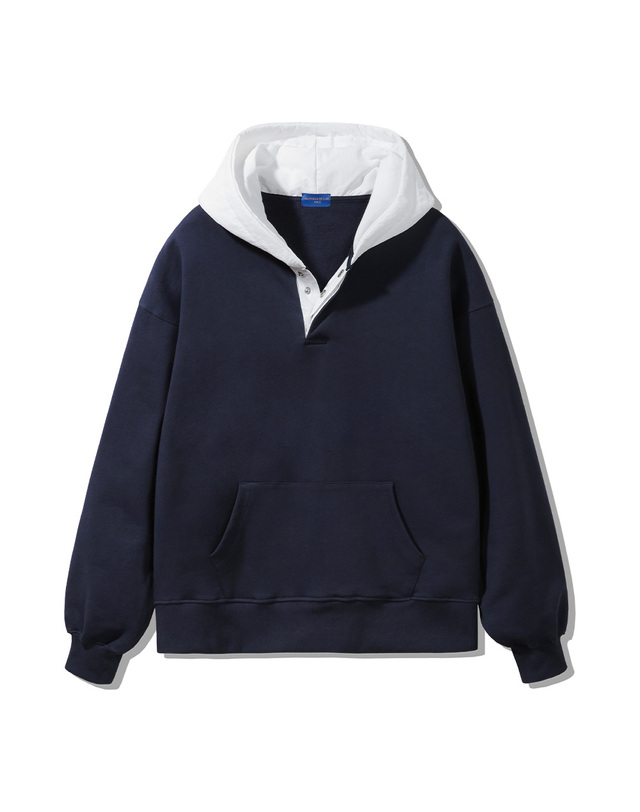 앨빈클로 앨빈클로 후드 배색 컬러 매치 버튼 후드티 DLX2961 (3 COLOR) 착용컷