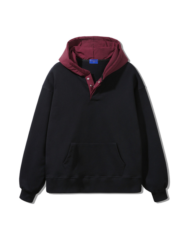 앨빈클로 앨빈클로 후드 배색 컬러 매치 버튼 후드티 DLX2961 (3 COLOR) 착용컷