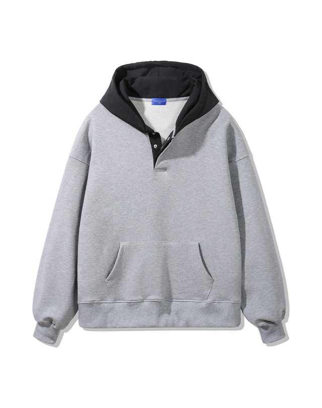 앨빈클로 앨빈클로 후드 배색 컬러 매치 버튼 후드티 DLX2961 (3 COLOR) 착용컷