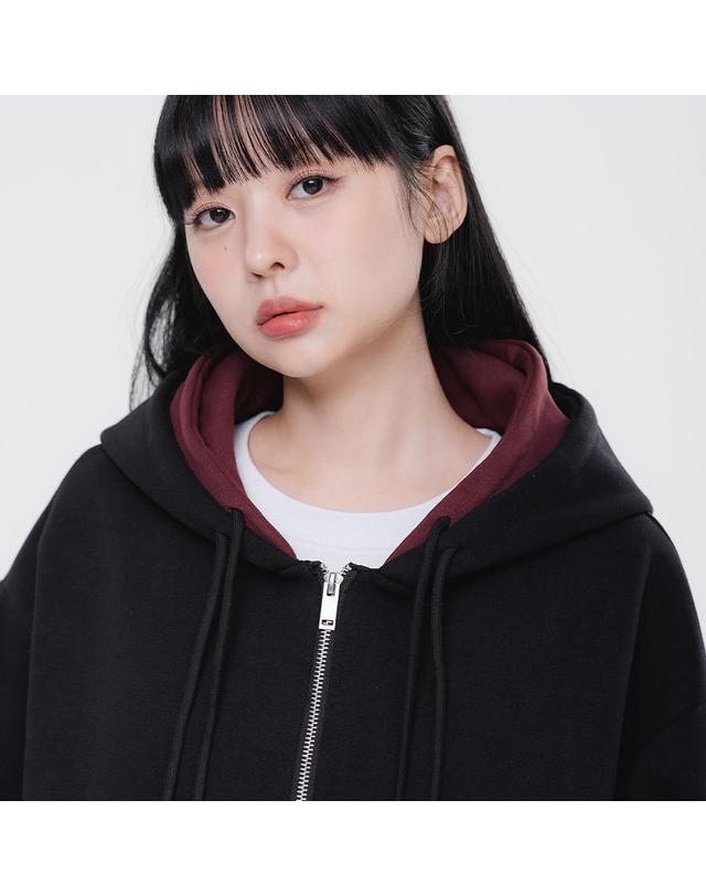 앨빈클로 [본딩] 앨빈클로 이중 배색 오버핏 투웨이 후드집업 DLX2990 (3 COLOR) 착용컷