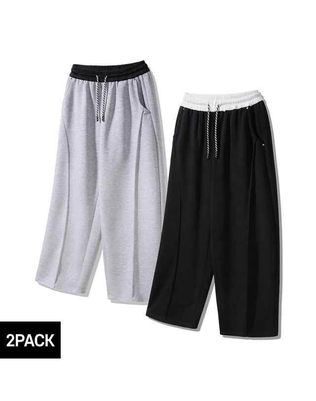 앨빈클로 [2PACK] 앨빈클로 스트링 포인트 밴딩 컬러 스웨트 팬츠 2종 패키지 착용컷