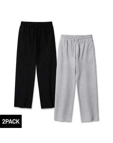 [기모][2PACK] 앨빈클로 무지 세미 와이드 트레이닝 팬츠 2종 패키지