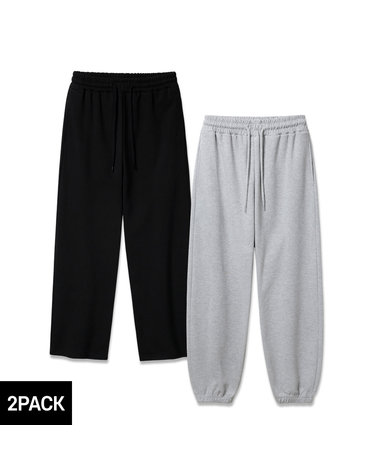 [2PACK] 앨빈클로 무지 더블코튼 조거/세미와이드 트레이닝 팬츠 2종 패키지