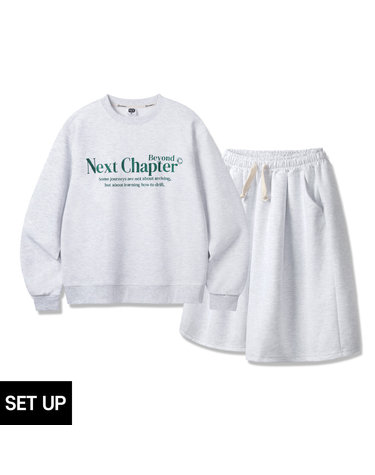 [SET] 앨빈클로 NextChapter 맨투맨 7부 원턱 와이드 트레이닝 팬츠 셋업