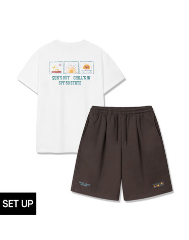 [SET] 앨빈클로 SUNBUM 반팔티셔츠 원턱 와이드 밴드 반바지 셋업
