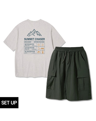 [SET] 앨빈클로 SUMMIT CHASER 반팔티 나일론 밴딩 카고 버뮤다 팬츠 셋업
