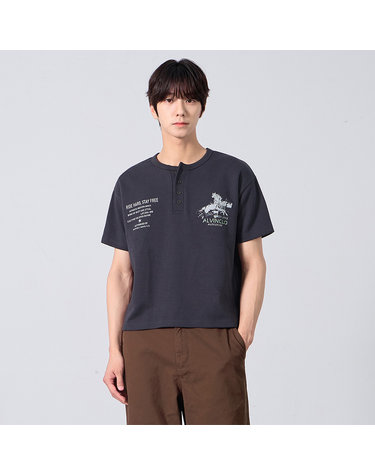 RIDE HARD 헨리넥 크롭핏 반팔티 AST3680 (2COLOR)