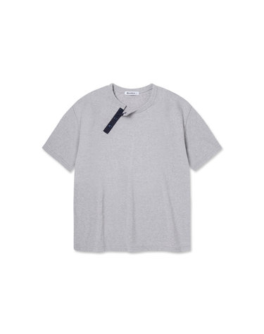앨빈클로 사선 배색 헨리넥 크롭핏 반팔티 AST3685 (4COLOR)