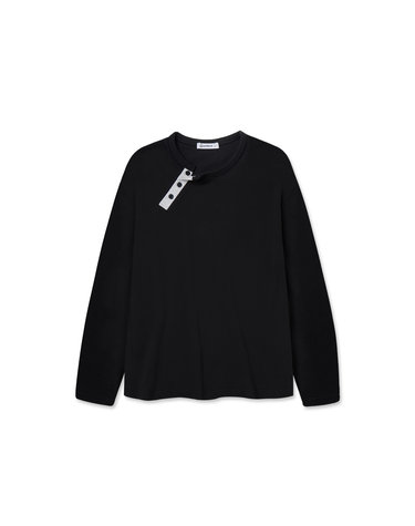 앨빈클로 사선 배색 헨리넥 크롭핏 긴팔티 AVT941 (4COLOR)