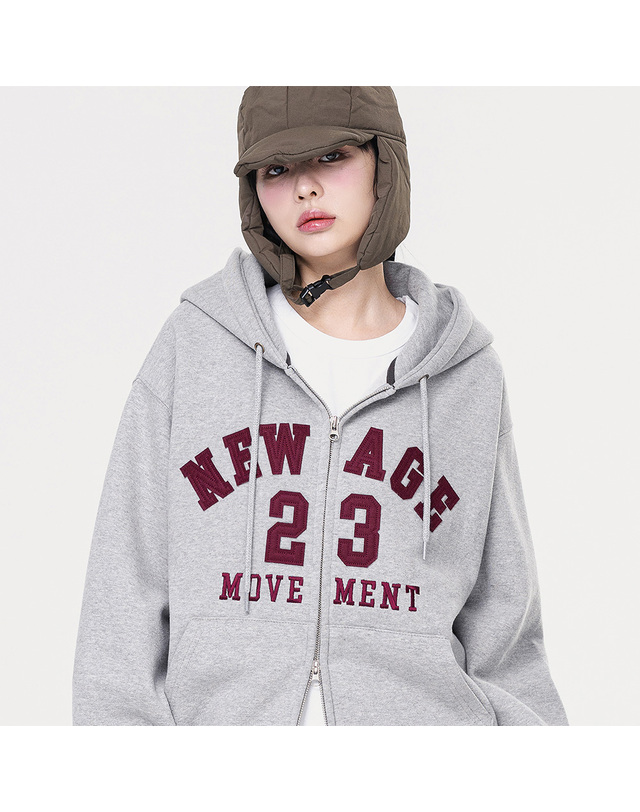 앨빈클로 [기모] 앨빈클로 NEW AGE 패치 투웨이 오버핏 후드집업 AZH682 (2 COLOR) 착용컷