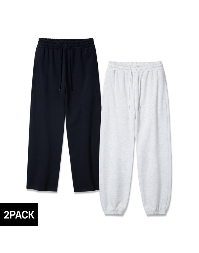 앨빈클로 [2PACK] 앨빈클로 무지 기모 조거/세미와이드 트레이닝 팬츠 2종 패키지 착용컷