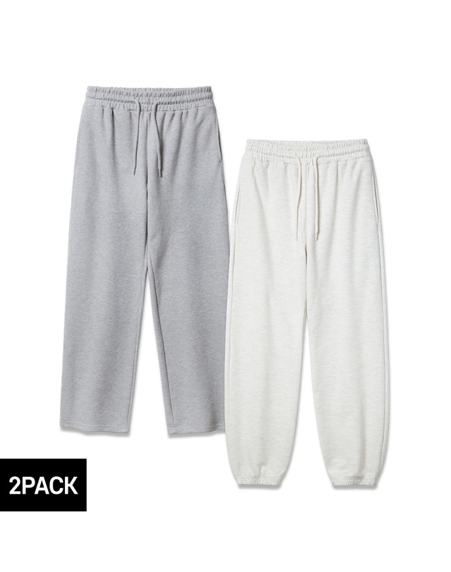 앨빈클로 [2PACK] 앨빈클로 무지 더블코튼 조거/세미와이드 트레이닝 팬츠 2종 패키지 착용컷