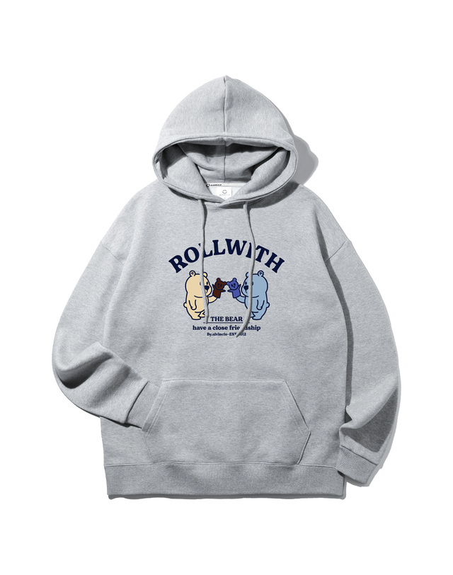 앨빈클로 앨빈클로 ROLLWITH 곰돌이 오버핏 후드티 AVH954 (4 COLOR) 착용컷