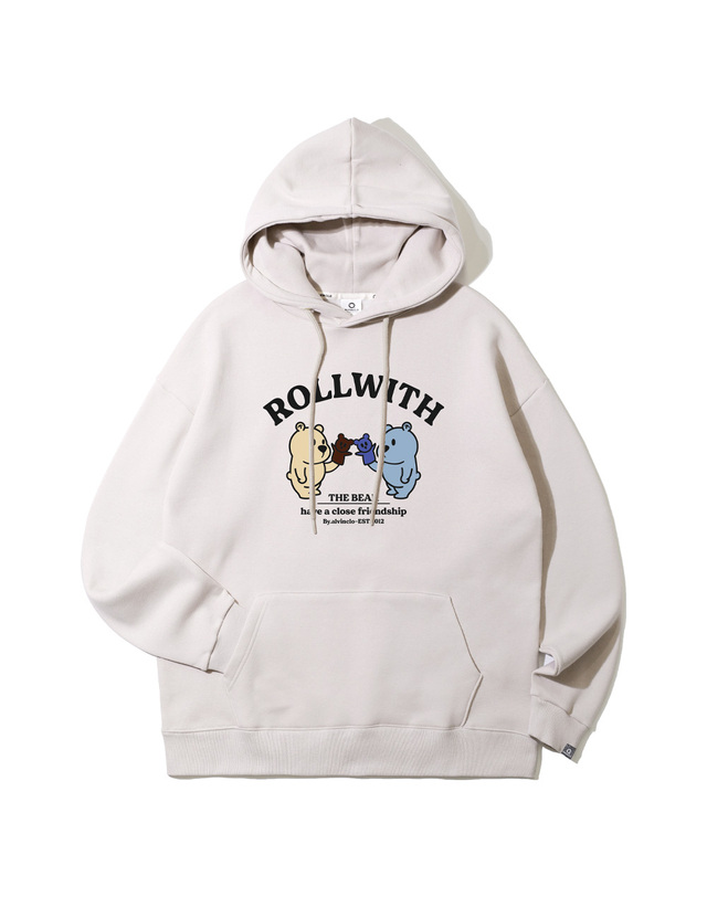 앨빈클로 앨빈클로 ROLLWITH 곰돌이 오버핏 후드티 AVH954 (4 COLOR) 착용컷