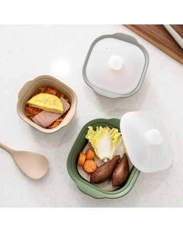 국산 플라이토 실리콘 플래티넘 모락 사각 전자렌지 찜기 600ml 900ml 1200ml