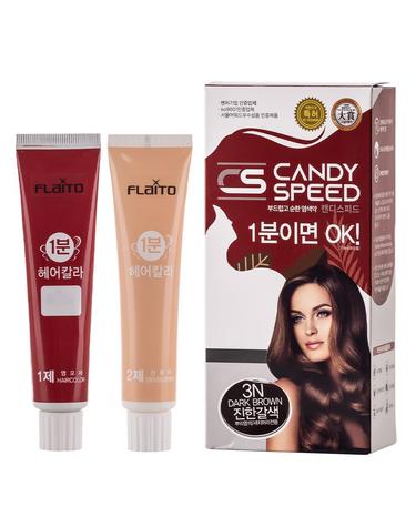 국산 플라이토 캔디스피드 1분 셀프 새치 염색약 산화제60g+염모제60g