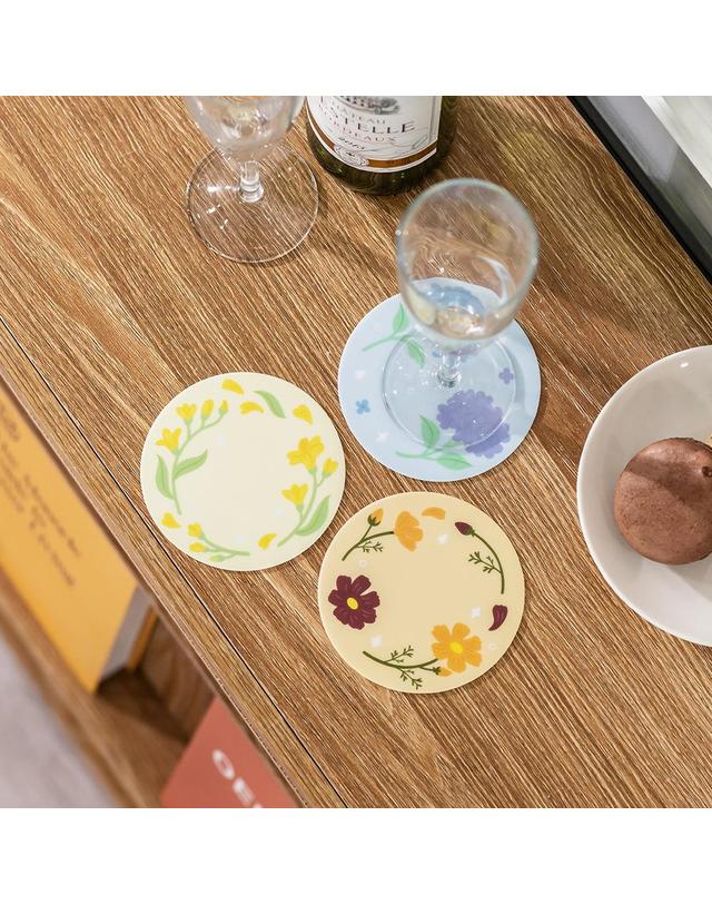 플라이토 국산 플라이토 실리콘 컬러풀 디자인 컵받침 10cm 착용컷