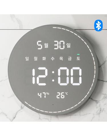 플라이토 블루투스 빅문 터닝 플랫 온습도 LED 벽시계 42cm / 포토사은품
