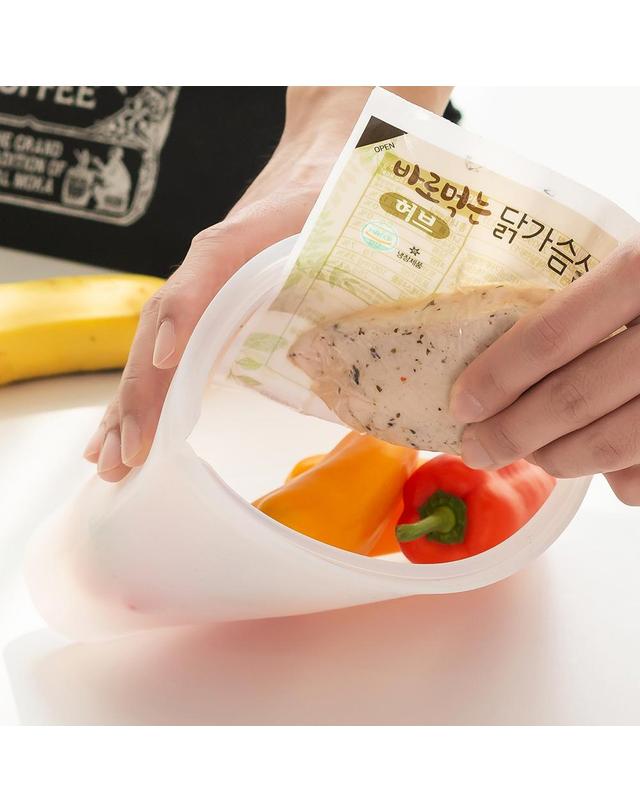 플라이토 국산 플라이토 실리콘 프레시 다용도 지퍼백 1000ml 착용컷