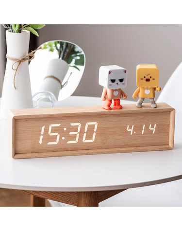 플라이토 오블롱 우드 인테리어 LED 탁상시계 38cm