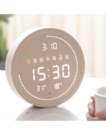 플라이토 와이파이 필링 원형 인테리어 LED 탁상시계 18cm / 포토사은품