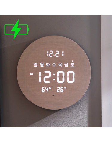 플라이토 무선 루나 데이 온습도 LED 벽시계 19cm / 포토사은품