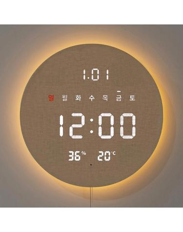 플라이토 3세대 백라이트 터닝 플랫 원형 온습도 LED 벽시계 29cm / 포토사은품