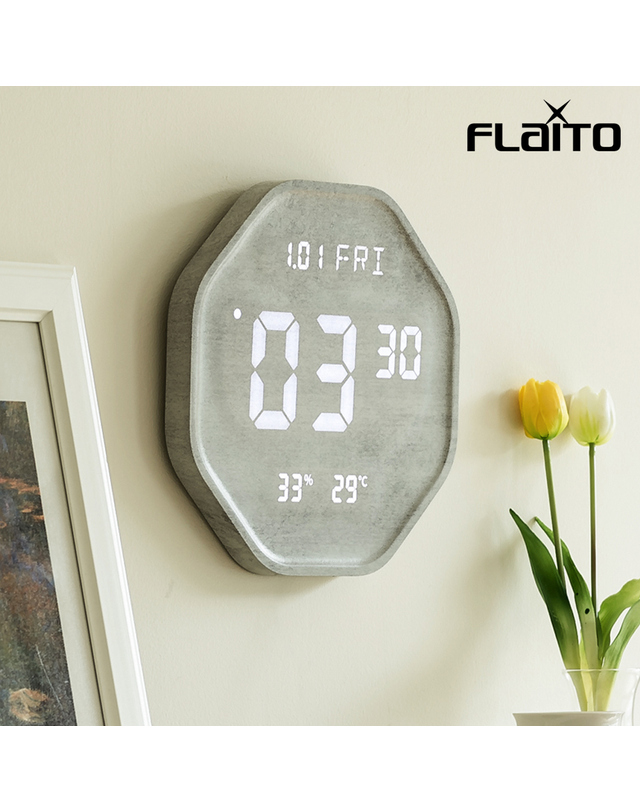 플라이토 플라이토 루나 헥사곤 우드 인테리어 LED 벽시계 29.5cm / 포토사은품 착용컷