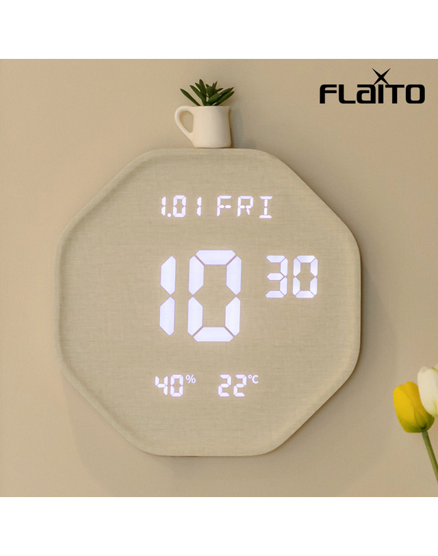 플라이토 플라이토 루나 헥사곤 우드 인테리어 LED 벽시계 29.5cm / 포토사은품 착용컷