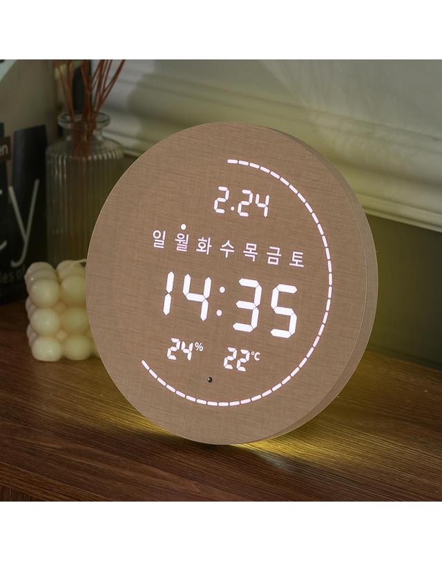 플라이토 플라이토 3세대 백라이트 터닝 플랫 원형 온습도 LED 벽시계 19cm / 포토사은품 착용컷