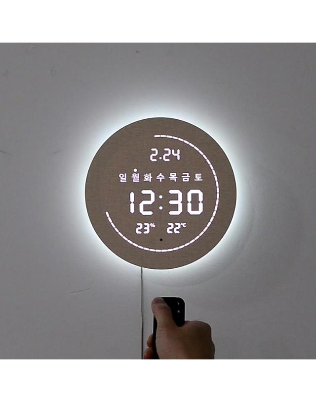 플라이토 플라이토 3세대 백라이트 터닝 플랫 원형 온습도 LED 벽시계 19cm / 포토사은품 착용컷