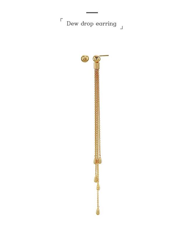 브릴러리 Morning Dew Unbalance Chain Earrings 실버 착용컷