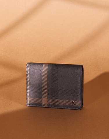 [명함카드지갑(지폐수납)][TARTAN CLASSIC][타탄 클래식] 브라운 컬러 콤비 타탄 PVC