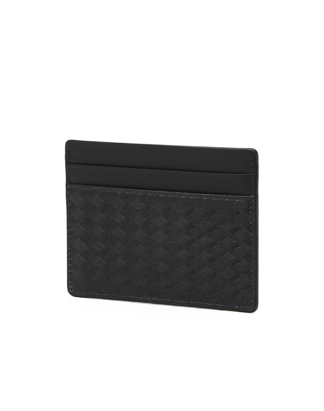 닥스 액세서리 [WOVEN PATTERN] 네이비 짜임패턴 소가죽 카드지갑 착용컷
