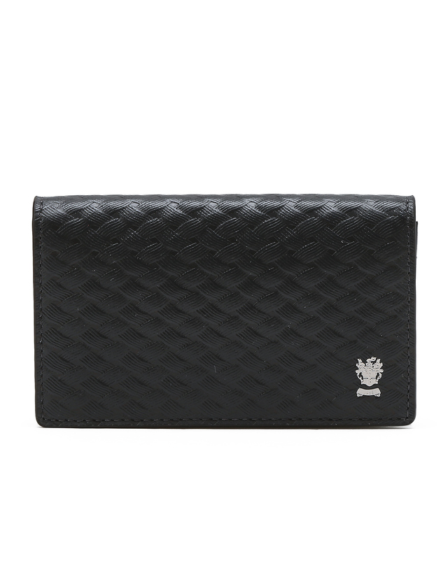닥스 액세서리 [WOVEN PATTERN] 네이비 짜임패턴 소가죽 카드지갑 착용컷
