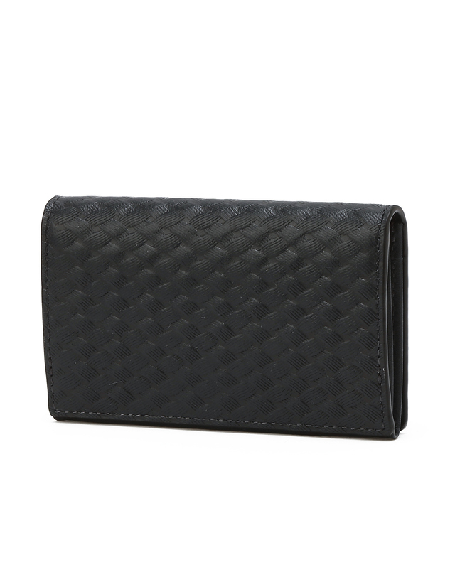 닥스 액세서리 [WOVEN PATTERN] 네이비 짜임패턴 소가죽 카드지갑 착용컷