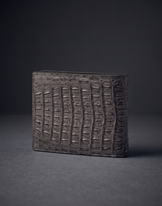 닥스 액세서리 [SLIM MAX CAIMAN] 그레이 악어가죽 슬림 반지갑 진한 그레이 상세