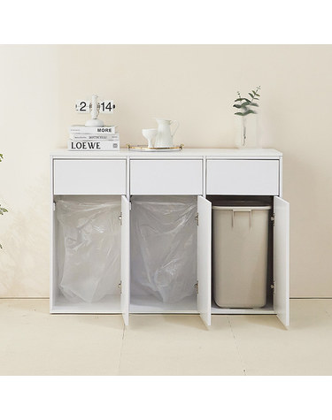 3칸 휴지통 수납장 분리수거장 (휴지통 미포함) 120cm P0000RHP