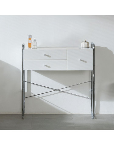 감각적인 화이트 스틸 화장품 서랍 수납 화장대 80cm TP1108