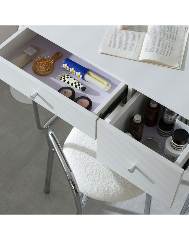 인터데코 감각적인 화이트 스틸 화장품 서랍 수납 화장대 80cm TP1108 착용컷