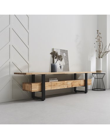 고급스러운 원목소재로 만든 거실 tv장 서랍형 210cm P0000BXB