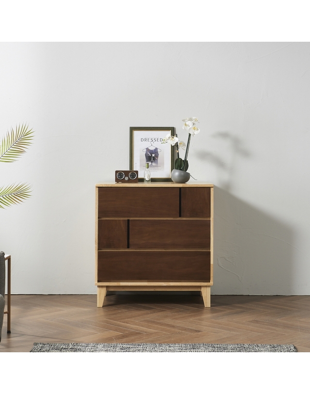 인터데코 자연친화적인 거실,침실용 원목 서랍장 3단 80cm P0000BYF 착용컷