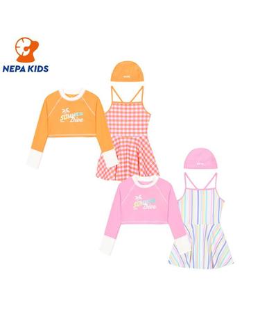 NEPA KIDS 네파키즈 여아 다이브 패턴 2 IN 1 래시가드 원피스 KK43009