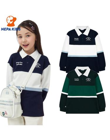 NEPA KIDS 네파키즈 공용 쿼터 스트라이프 맨투맨 KJE5306