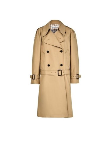 [해외직구] 26 FW 더블 브레스트 벨트 디테일 웨이스트 코튼 블랜드 트렌치 코트 베이지