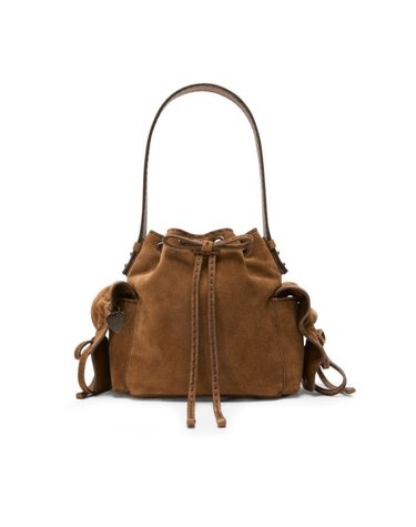 [해외직구] 26 FW Multipocket 미니 멀티포켓 드로우스트링 스웨이드 버킷 숄더백 브라운