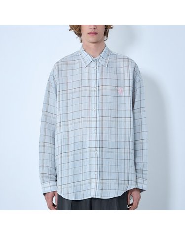 [해외직구] 26 FW 보우 엠브로이드 디테일 플레이드 체크 코튼 셔츠 그레이 BB0663 ANS